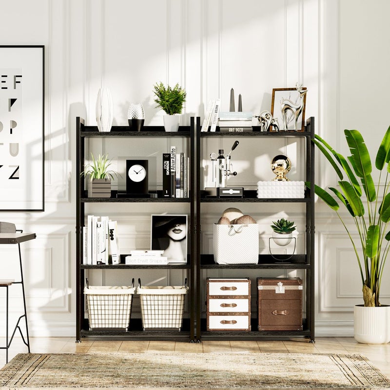 NUMENN Bookshelf, 4 Tier Bookshelves, Home Office Bookcase Shelf Storage Organizer, Free Standing Storage Shelving Unit for Bedroom, Living Room and Home Office, Black - Image 4